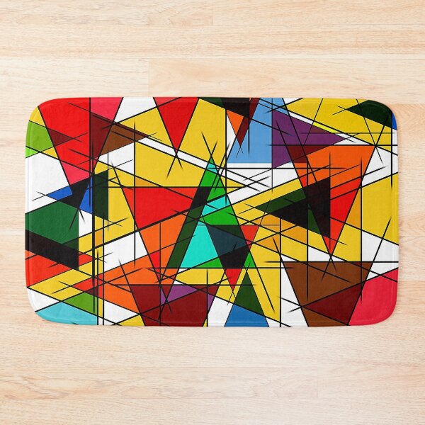 Item preview, Triangles stained glass pattern, colorful triangles, mid century modern pattern designed and sold by Nostrathomas66.