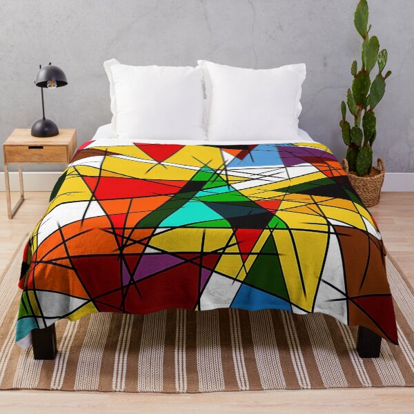 Item preview, Triangles stained glass pattern, colorful triangles, mid century modern pattern designed and sold by Nostrathomas66.