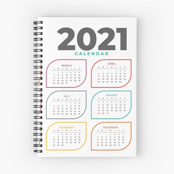 Item preview, Spiral Notebook calendar 2021: Journal Spiral Planner Cover,stikers  designed and sold by SISSOUSTORE.