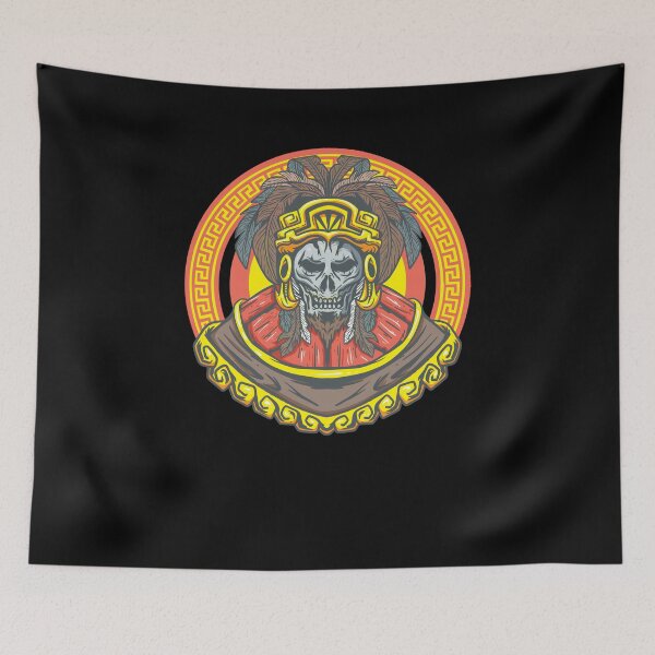 Item preview, Native Mexican Ancient Warrior Aztec Skull designed and sold by FalkDania.
