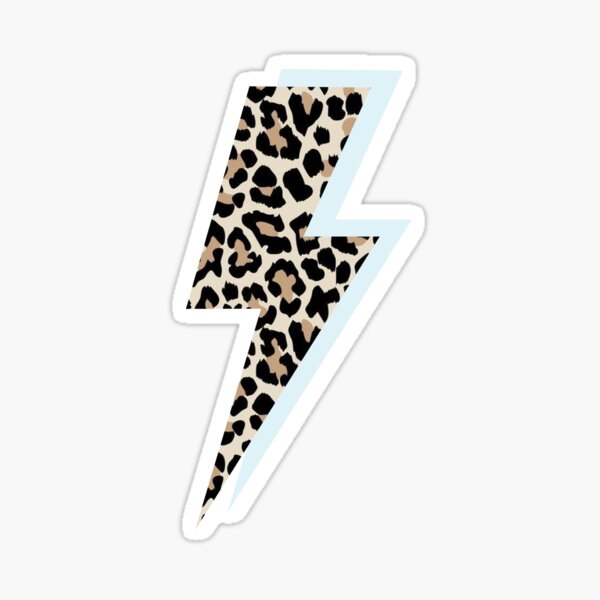 Blue And Cheetah Lightning Bolt Sticker By Polkadotpiper29 Redbubble