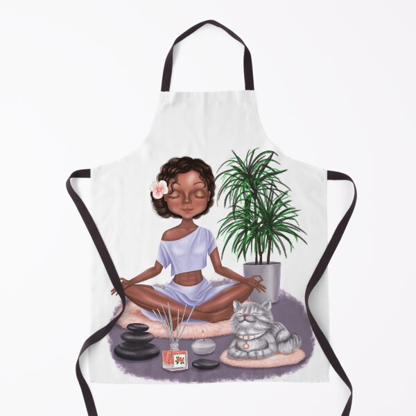Item preview, An African-American yogi girl meditates with a cat. designed and sold by NataHarmony.