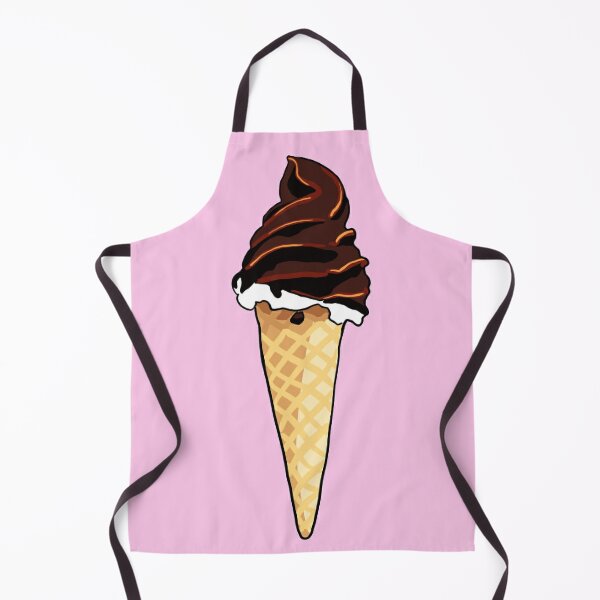Chocolate ice cream in a waffle cone - pink background Apron