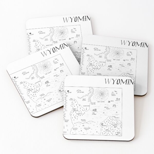 Item preview, Wyoming as a fantasy map - black and white designed and sold by aldayuan.