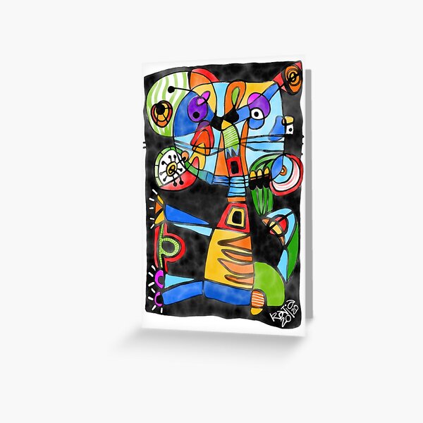 Colorful cat Greeting Card
