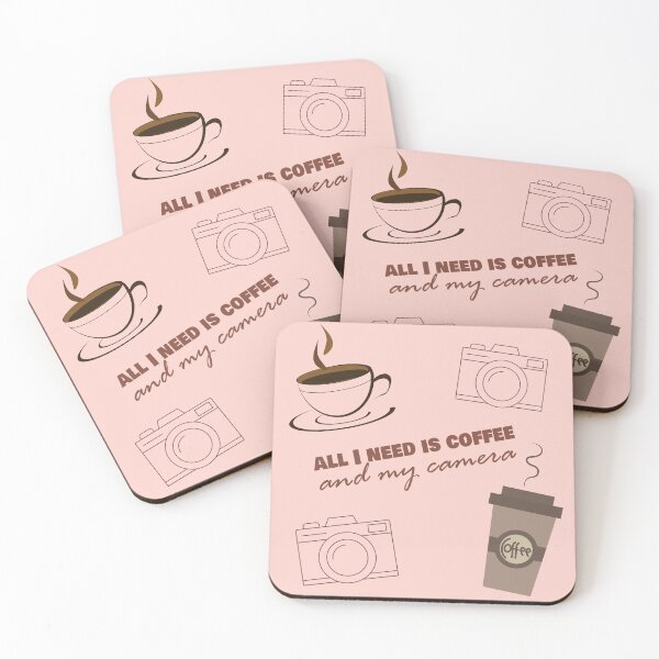 Item preview, all I need is coffee and my camera - coffee and camera - International coffee day - Gifts for coffee lovers - Funny coffee quotes designed and sold by Alice-Elgawi.