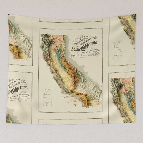 Item preview, 1891 3D California Geological Map digitally rendered  designed and sold by ThinkAboutMaps.