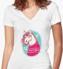 horse Women's Fitted V-Neck T-Shirt