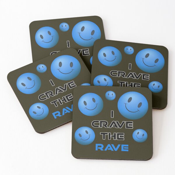 Item preview, I Crave The Rave - Save Our Scene - Acid Smilly Face - Blue on Dark Green designed and sold by NoMatterLab.