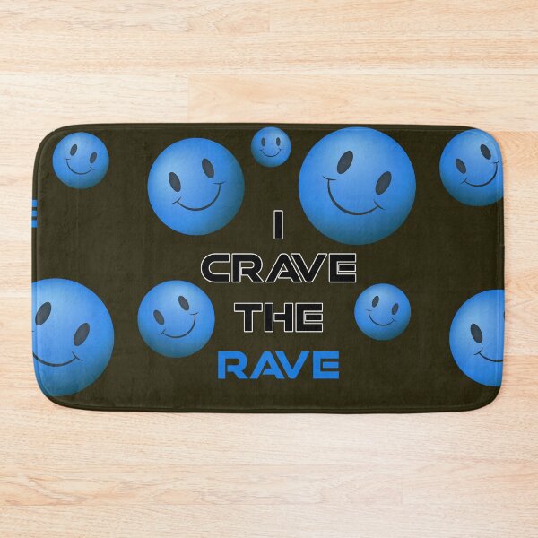 Item preview, I Crave The Rave - Save Our Scene - Acid Smilly Face - Blue on Dark Green designed and sold by NoMatterLab.