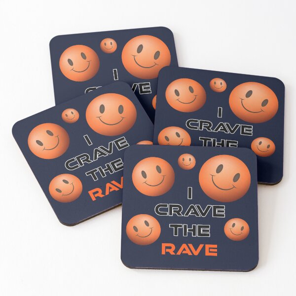 Item preview, I Crave The Rave - Save Our Scene - Acid Smilly Face - Orange on Dark Blue designed and sold by NoMatterLab.