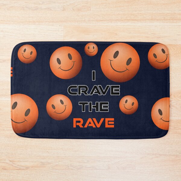Item preview, I Crave The Rave - Save Our Scene - Acid Smilly Face - Orange on Dark Blue designed and sold by NoMatterLab.