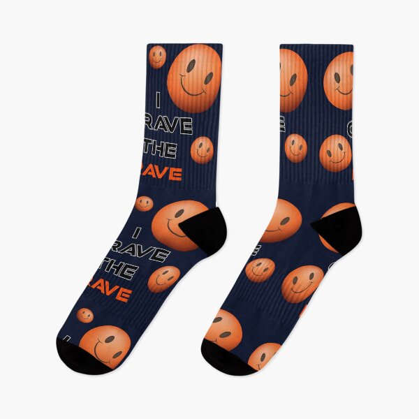 Item preview, I Crave The Rave - Save Our Scene - Acid Smilly Face - Orange on Dark Blue designed and sold by NoMatterLab.