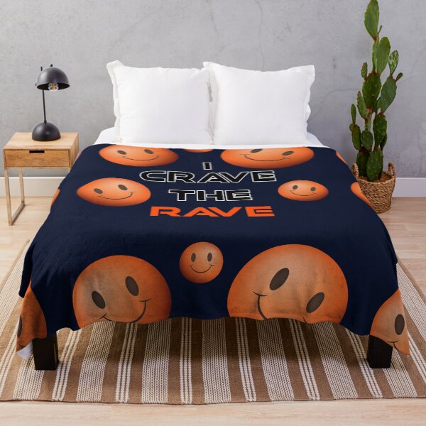 Item preview, I Crave The Rave - Save Our Scene - Acid Smilly Face - Orange on Dark Blue designed and sold by NoMatterLab.