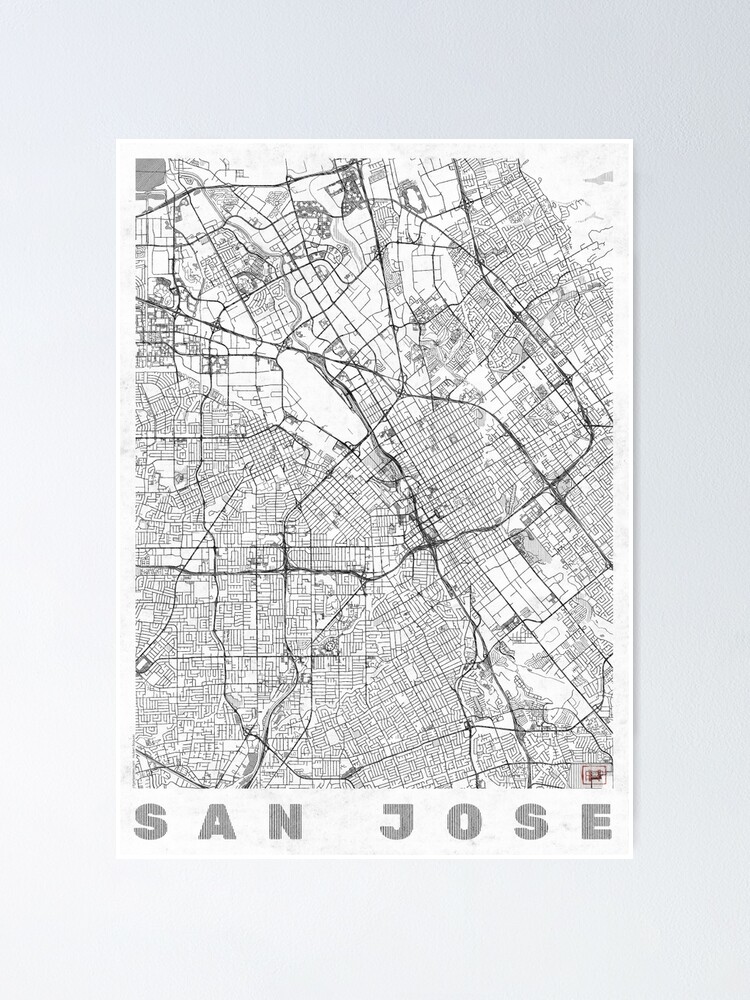 Thumbnail 2 of 3, Poster, San Jose Map Line designed and sold by HubertRoguski.