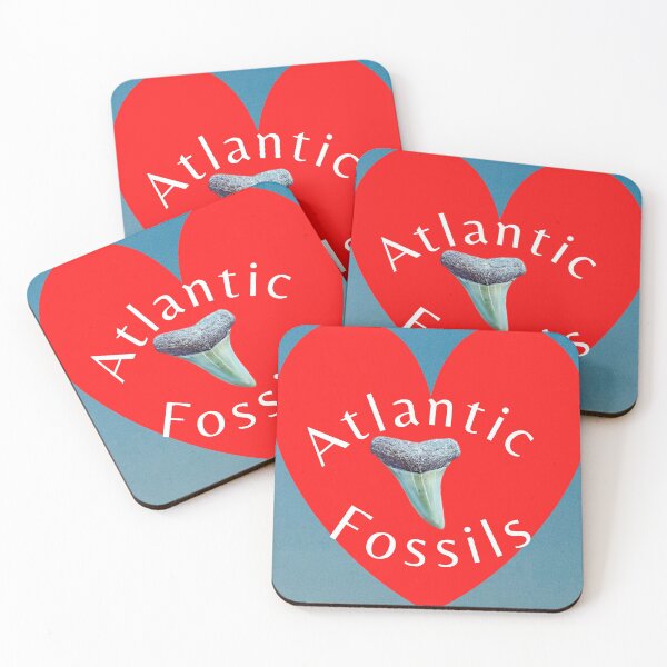 Item preview, Red Heart Nautical Light Blue Atlantic Fossils Shark Tooth Print designed and sold by AtlanticFossils.