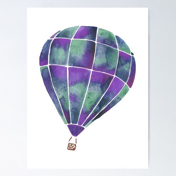 Item preview, Watercolor Hot Air Balloon - purple, blue, and green designed and sold by srsig designs.