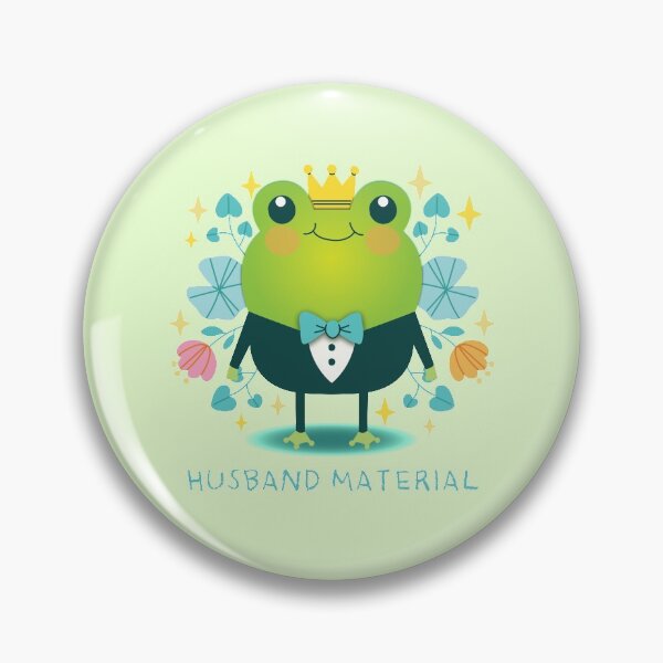 Item preview, Husband Material Ultimate Frog Guide Funny Saying Cute Sticker | Magnet | Pin designed and sold by MonkeyPaper.