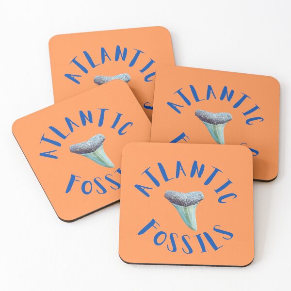 Item preview, Orange and Royal Blue Nautical Light Blue Atlantic Fossils Shark Tooth Print designed and sold by AtlanticFossils.