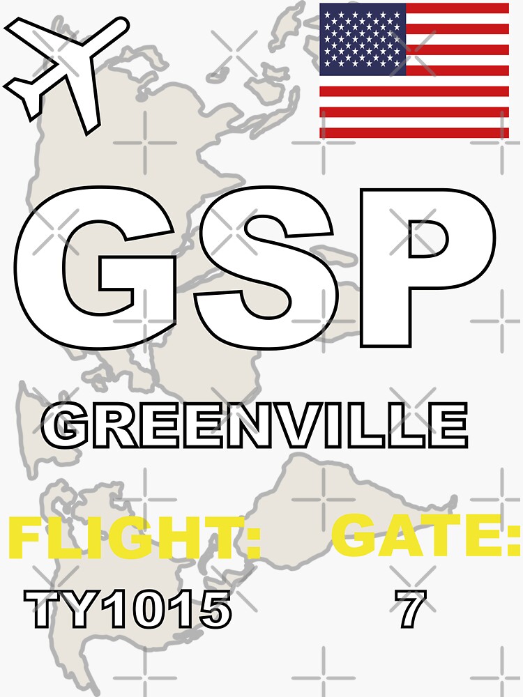 "GREENVILLE GSP USA Travel Gift, Airport Code" Sticker for Sale by