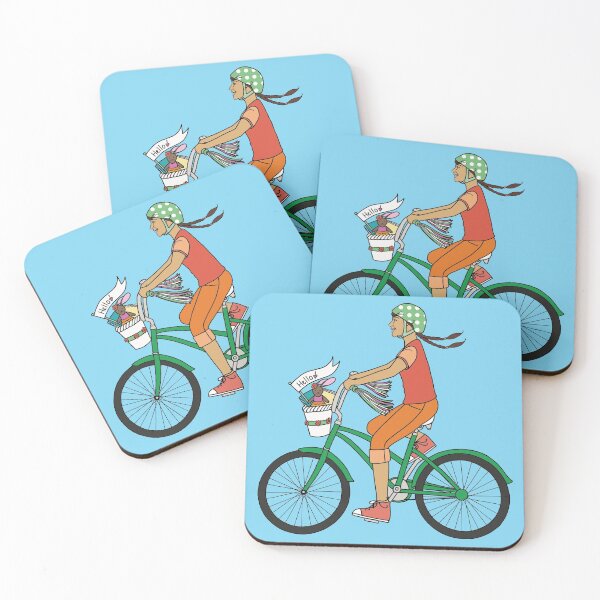 Item preview, Little Girl on Green Bike Blue Background designed and sold by MelissaBalmer.