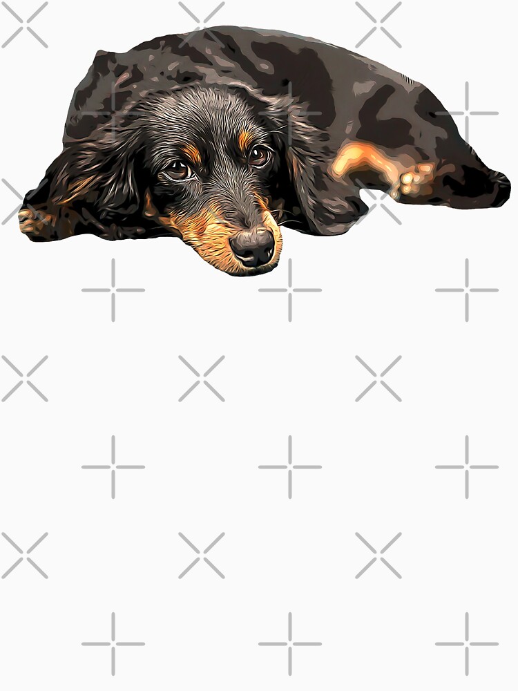 "Mini Dachshund Long Haired Black and Tan Miniature " Tshirt for Sale