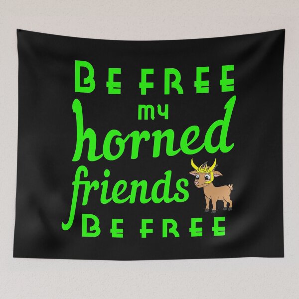 Item preview, Be free my horned friends! Trickster Goat (for dark bg) designed and sold by MinaMonsterMash.