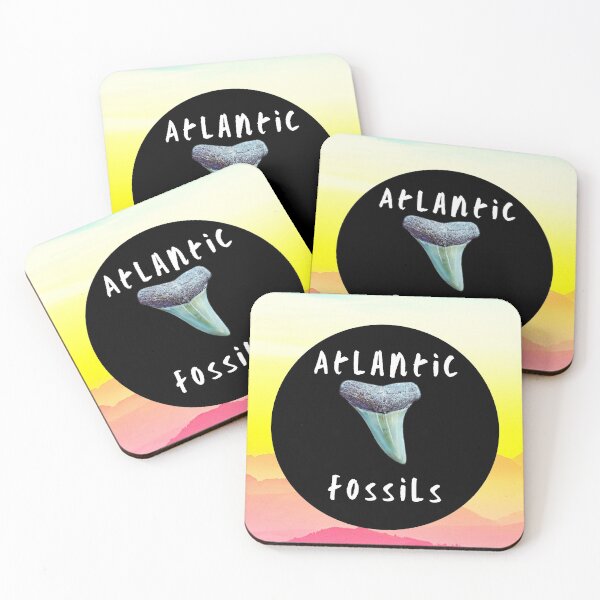 Item preview, Nautical Sunrise Over the Mountains Light Blue Atlantic Fossils Shark Tooth Print designed and sold by AtlanticFossils.