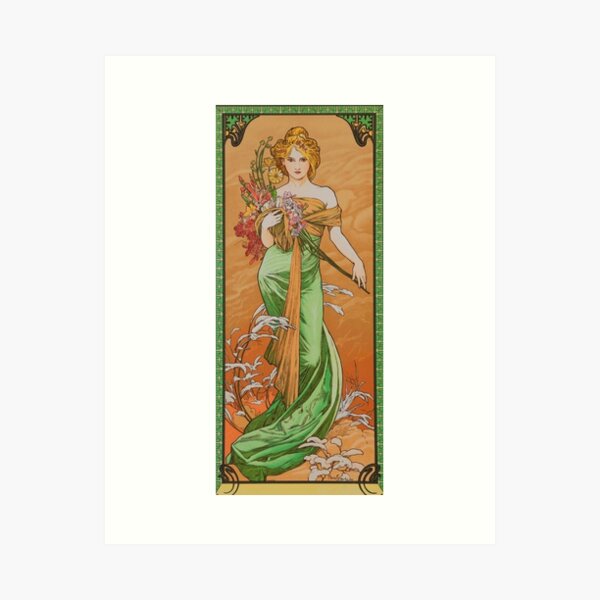 Aperçu de l'œuvre La saison du printemps - Alphonse Mucha créée et vendue par Vivanne-art.