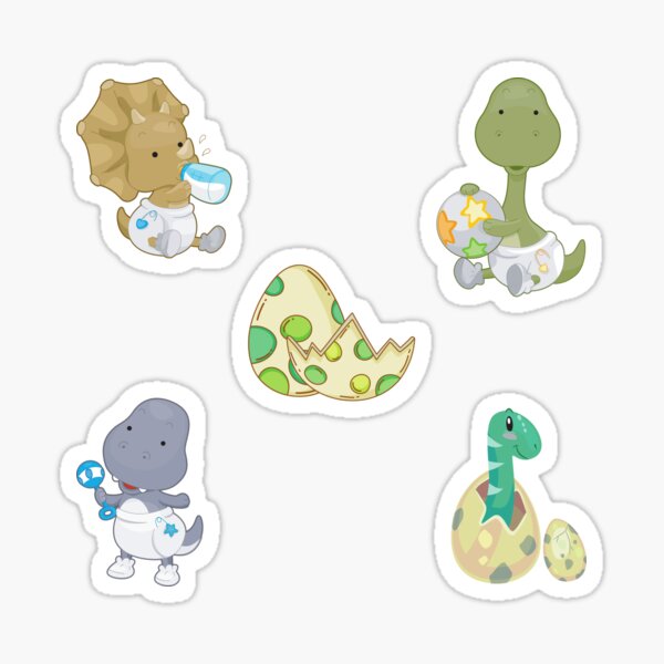 "Cute Baby dinosaur Stickers for every baby's room" Sticker for Sale by