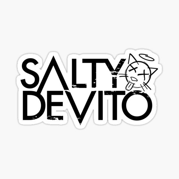 Salty De Vito Cat Scratch Name Logo | Black Font Sticker