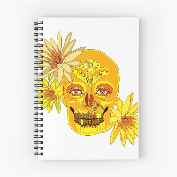 Item preview, Decaled and floral orange skull designed and sold by 3ofwands.