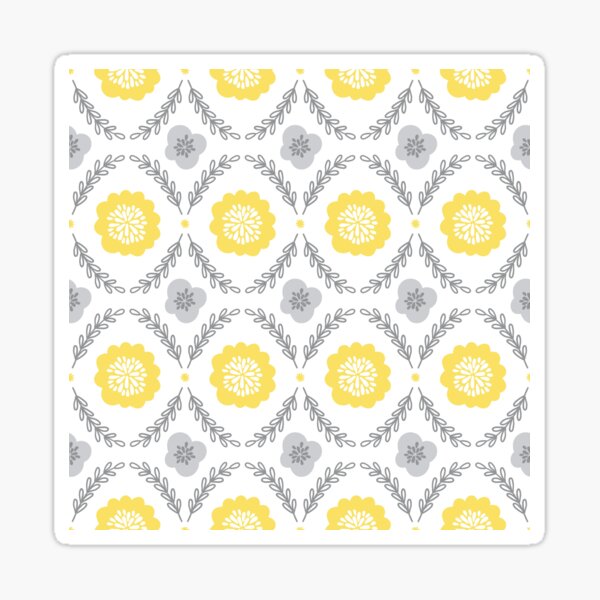 Yellow and Grey Print Design 4 Sticker