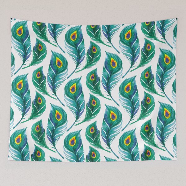 Item preview, Watercolor Peacock Feather Seamless Pattern, Peacock Feather Pattern, Peacock Feather Vector Pattern designed and sold by graphic-genie.