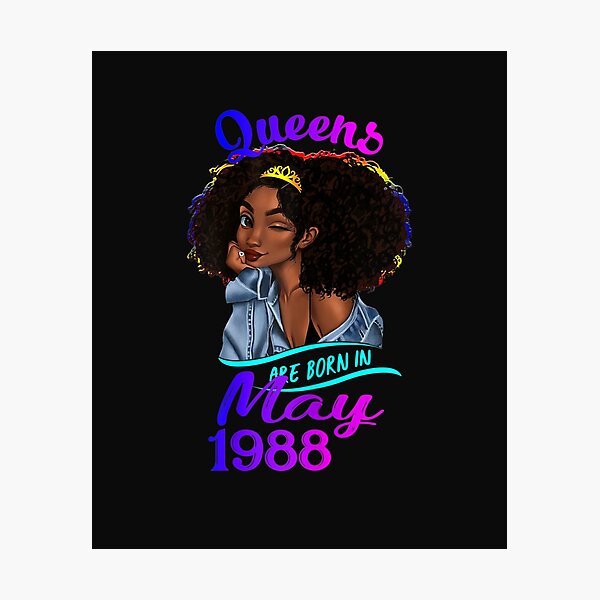 Camiseta de mujer Queens nacen en mayo de 1988 33 cumpleaños Lámina fotográfica