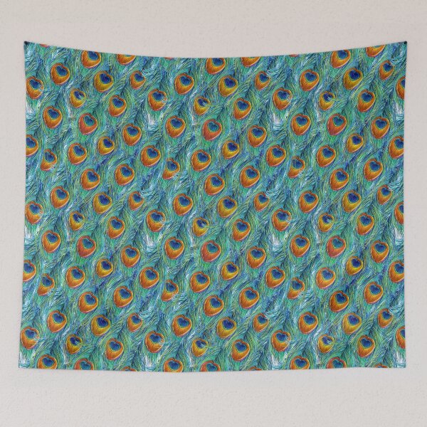 Item preview, Watercolor Peacock Feather Seamless Pattern, Peacock Feather Pattern, Peacock Feather Vector Pattern designed and sold by graphic-genie.