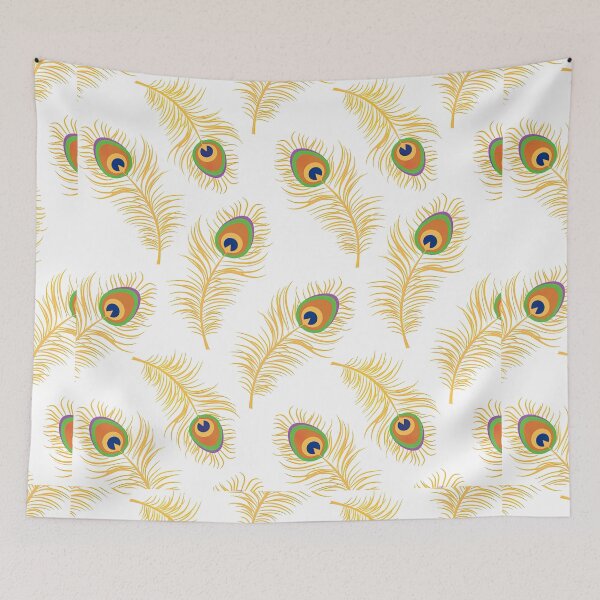 Item preview, Golden Peacock Feather Seamless Pattern, Golden Peacock Feather Pattern, Golden Peacock Feather Vector Pattern designed and sold by graphic-genie.
