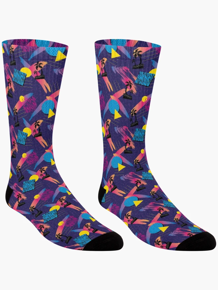 Thumbnail 3 of 5, Socks, Miami Retro Pattern designed and sold by PatternTale.