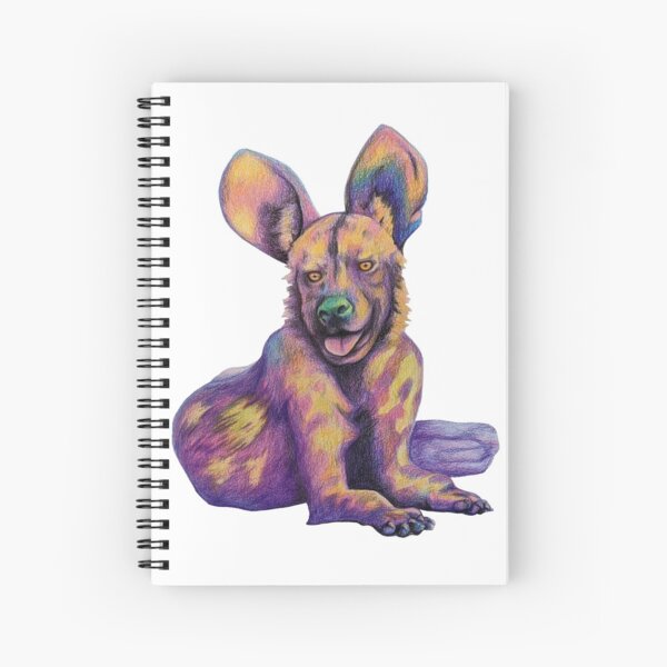 African Painted Wild Dog Colour Pencil Illustration Spiral Notebook