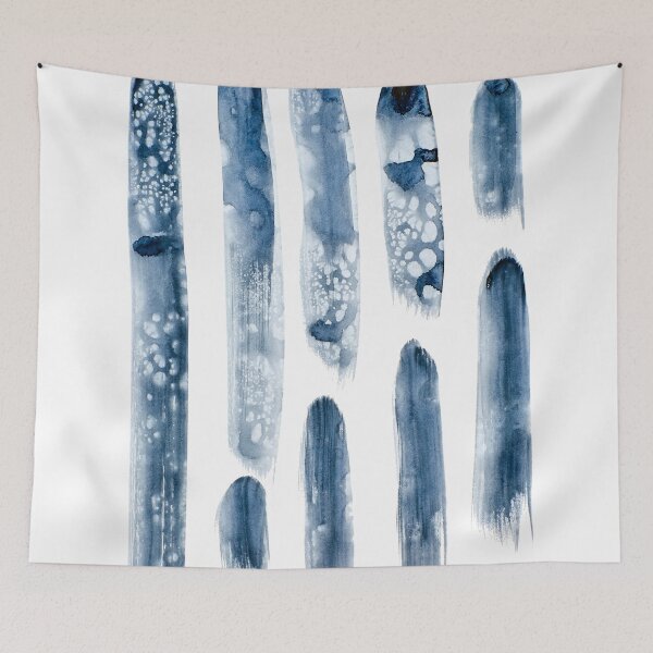 Item preview, blue black blotchy watercolor paint streaks / strokes designed and sold by Gainor Andrews.