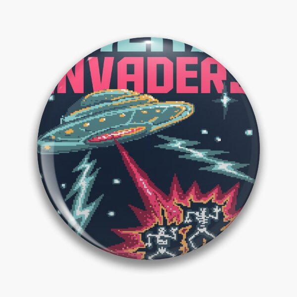 Item preview, Pixel Art Vector Illustration Alien Space UFO Invaders with 80s Video Game Colors Style designed and sold by Peekonet.