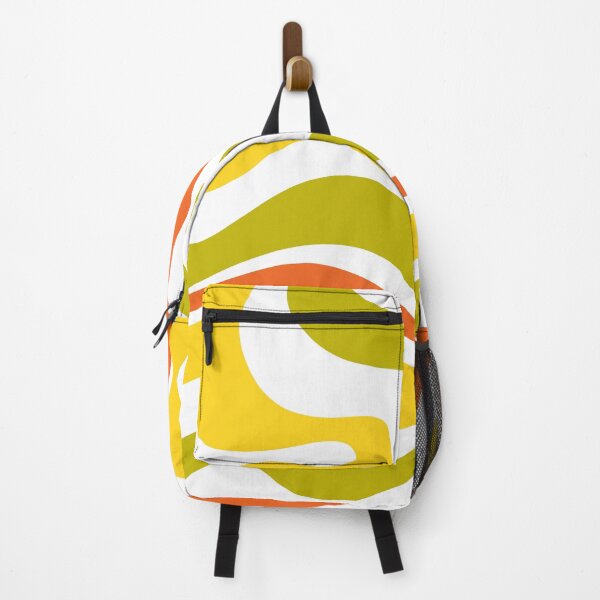 Item preview, Retro Modern Liquid Swirl Abstract Pattern Square in Avocado Green, Yellow, Orange, and White designed and sold by kierkegaard.