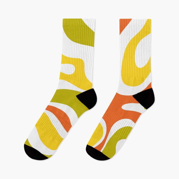 Item preview, Retro Modern Liquid Swirl Abstract Pattern Square in Avocado Green, Yellow, Orange, and White designed and sold by kierkegaard.
