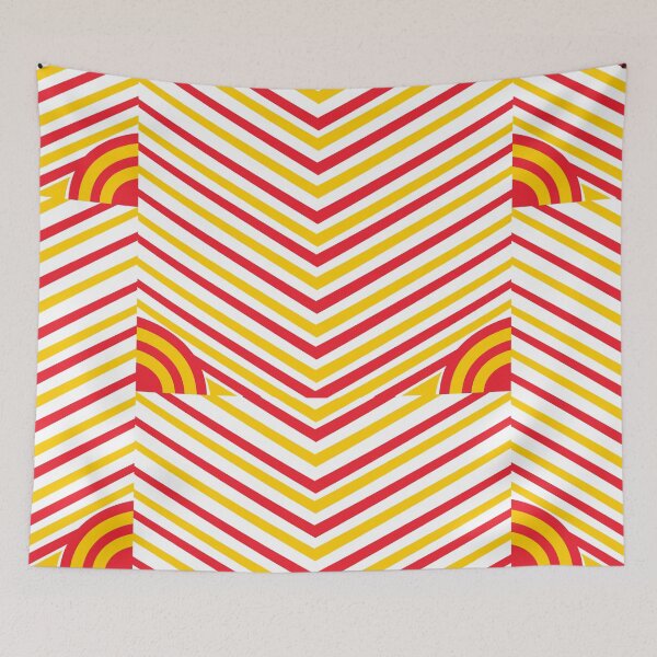 Item preview, Yellow Red V Shape Stripes Semi Circle Half Circle Pattern designed and sold by Nisha Prabhu.