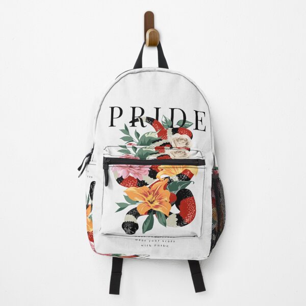 Vista previa del artículo con la obra «Lema del orgullo con la serpiente rey envolviendo la ilustración de flores de colores», diseñado y vendido por Peekonet.