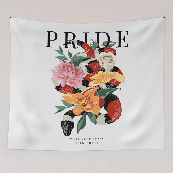 Item preview, Pride Slogan with King Snake Wrapping Around Colorful Flowers Illustration designed and sold by Peekonet.