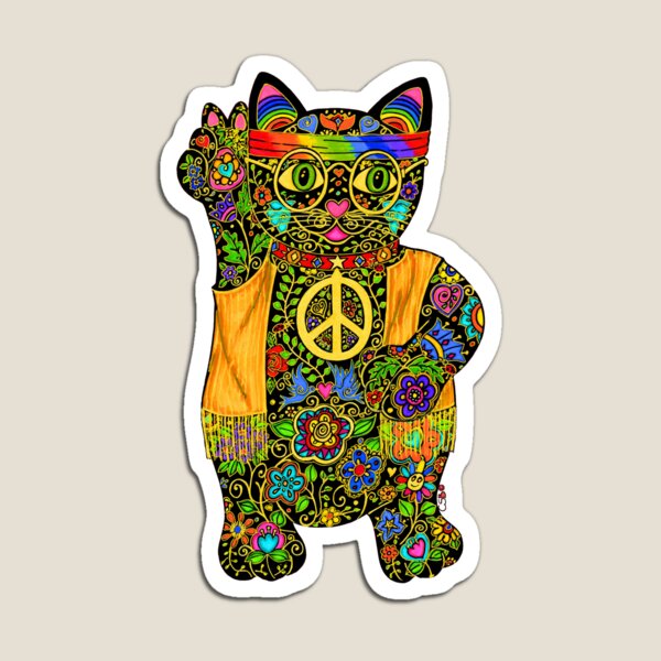 HIPPY LUCKY BLACK CAT Magnet