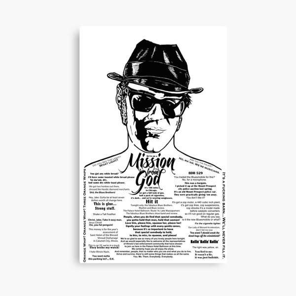 Elwood Blues Brothers tattooed 'Dry White Toast' Canvas Print