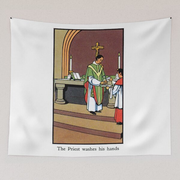 Item preview,  CHILD’S KEY OF HEAVEN PRAYER ILLUSTRATION FOR CATHOLIC CHILDREN - The Priest washes his hands designed and sold by VISIBLECREATION.