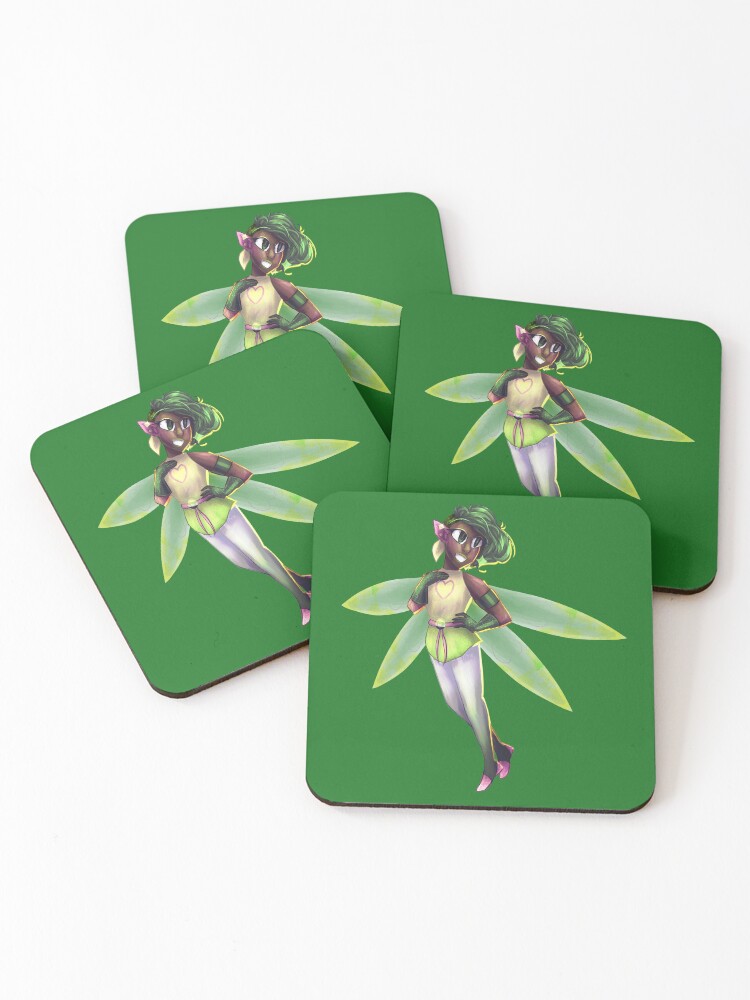 Imagen 1 de 5, Posavasos (lote de 4) con la obra Skoliosexual Fairy (dark green), diseñada y vendida por -Solarly-.